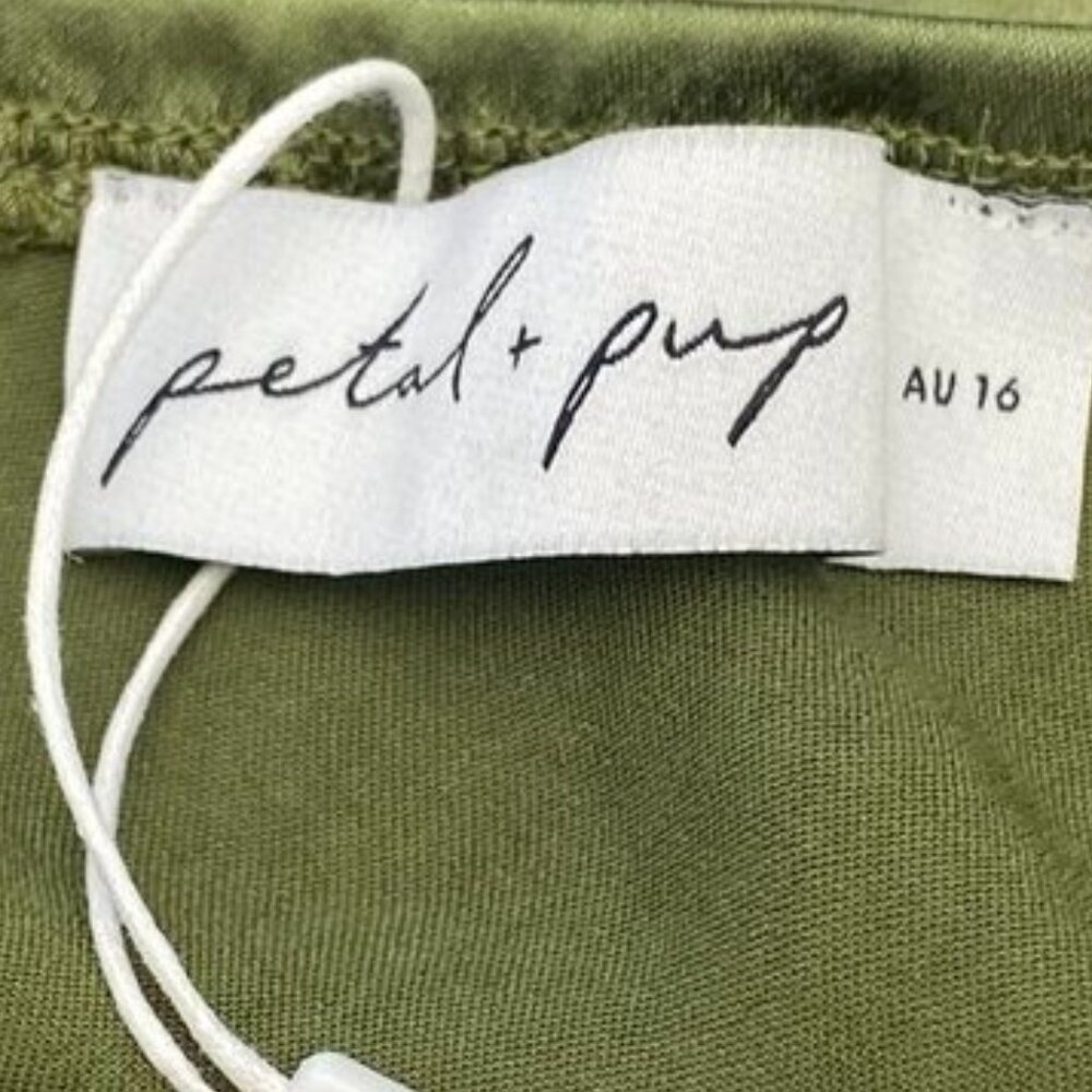 Petal & Pup Olive Green Satin Halter Maxi Dress - Picture 12 of 16
